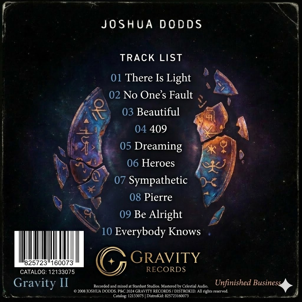 Unfinished Business (Gravity II) back cover art with track list